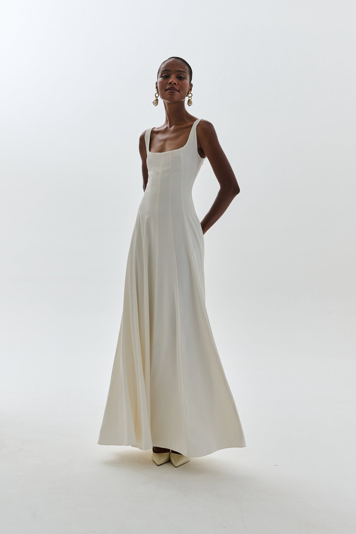 Vestido de Nesgas Fiorella - Off white