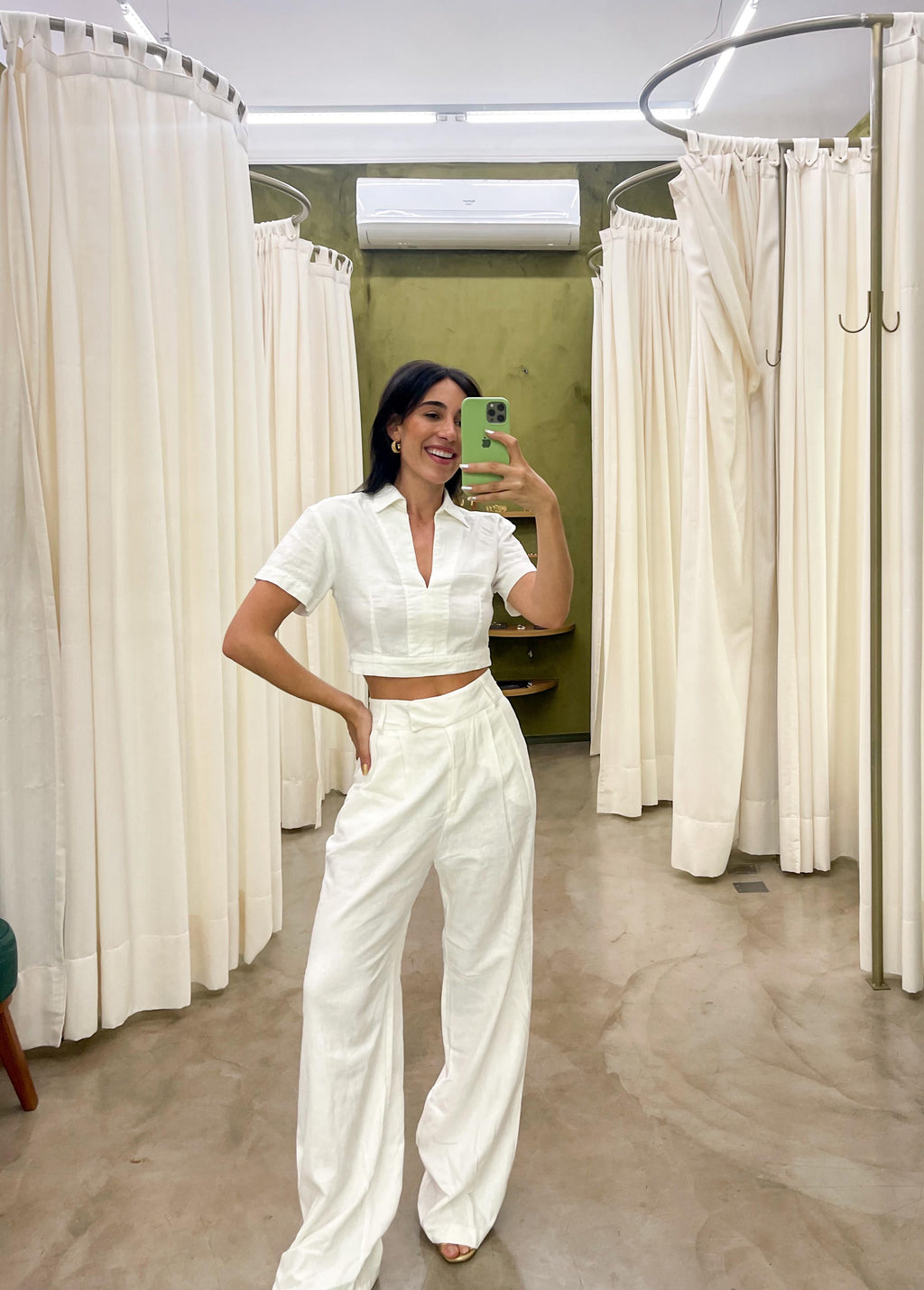 Calça Pantalona De Linho Eliza - Off White