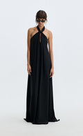 Vestido Longo Frente Única Dih - Preto