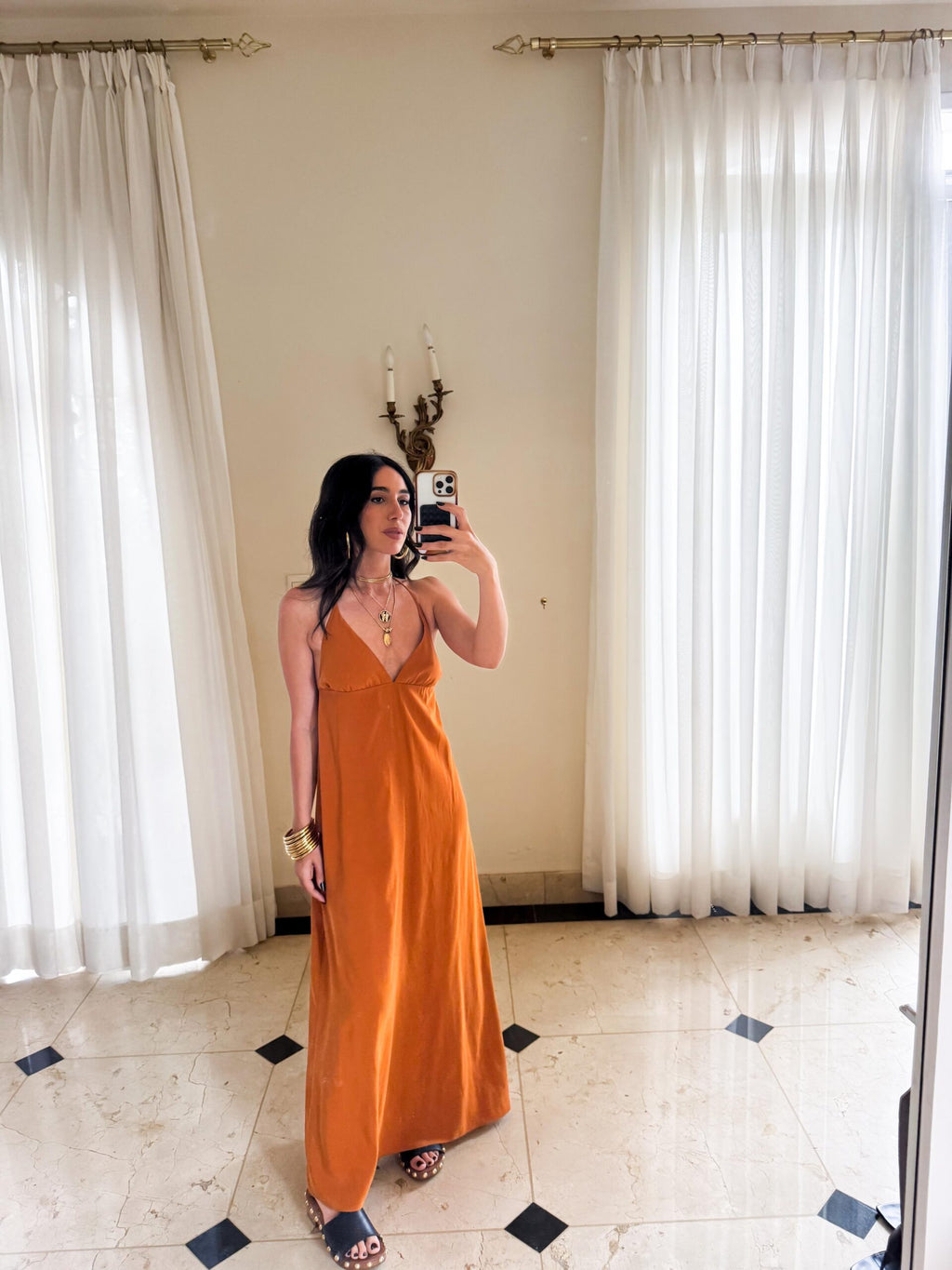 Vestido Midi Alças Finas Pauline - Terra