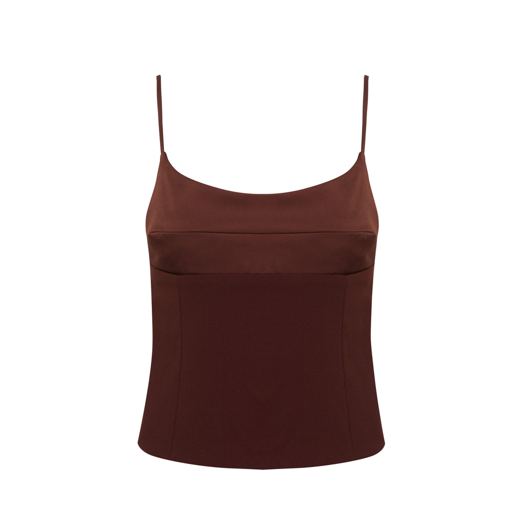 Blusa Alcinha Busto Acetinado Amélia - Marrom