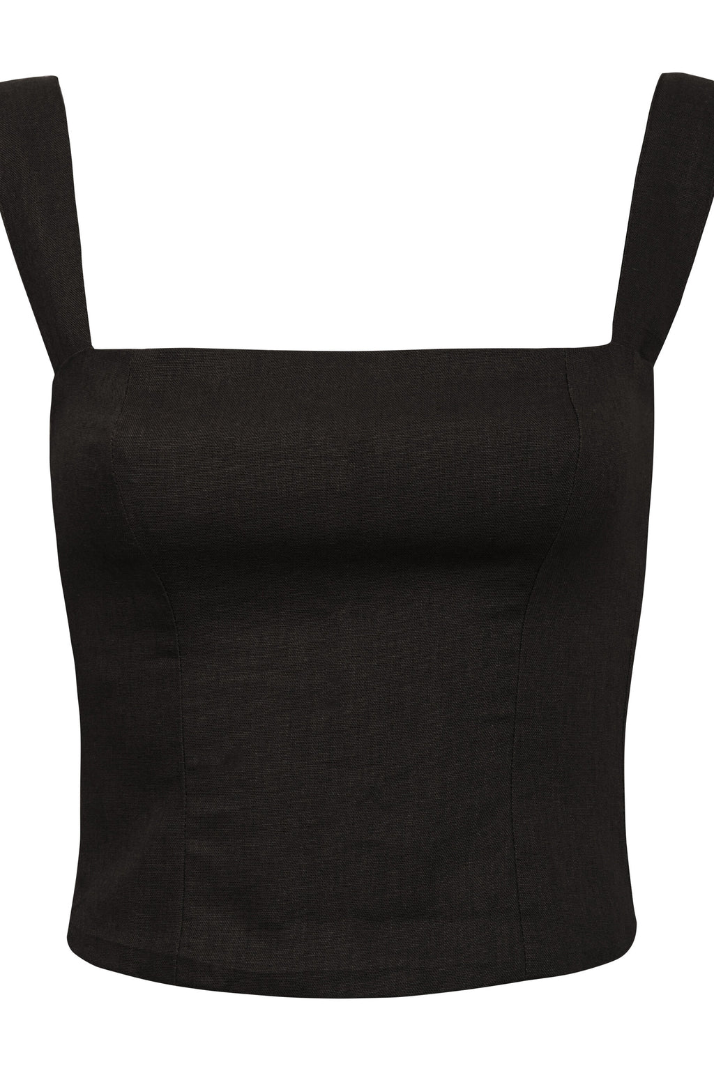 Blusa De Linho Decote Quadrado E Alças Largas Marquesa - Preto
