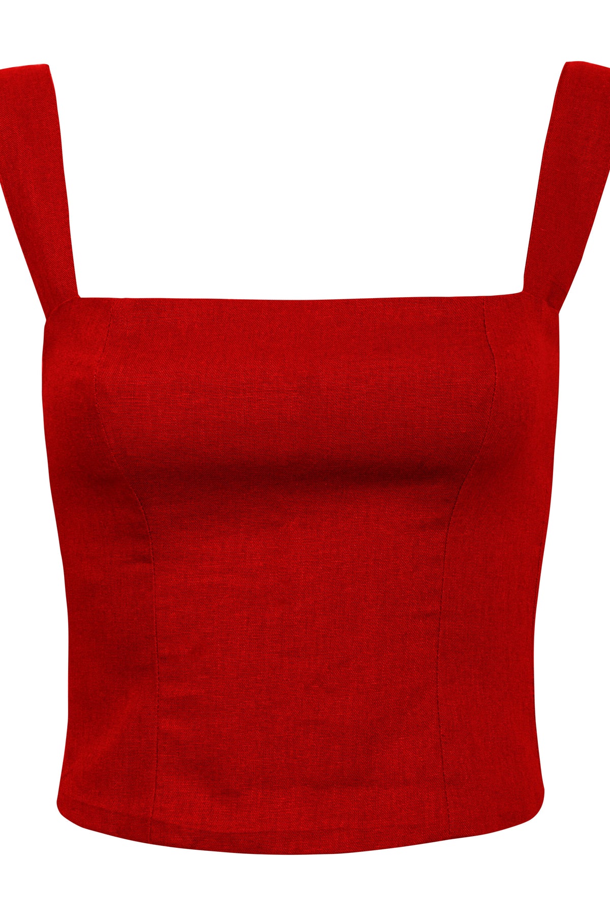 Blusa De Linho Decote Quadrado E Alças Largas Marquesa - Terra