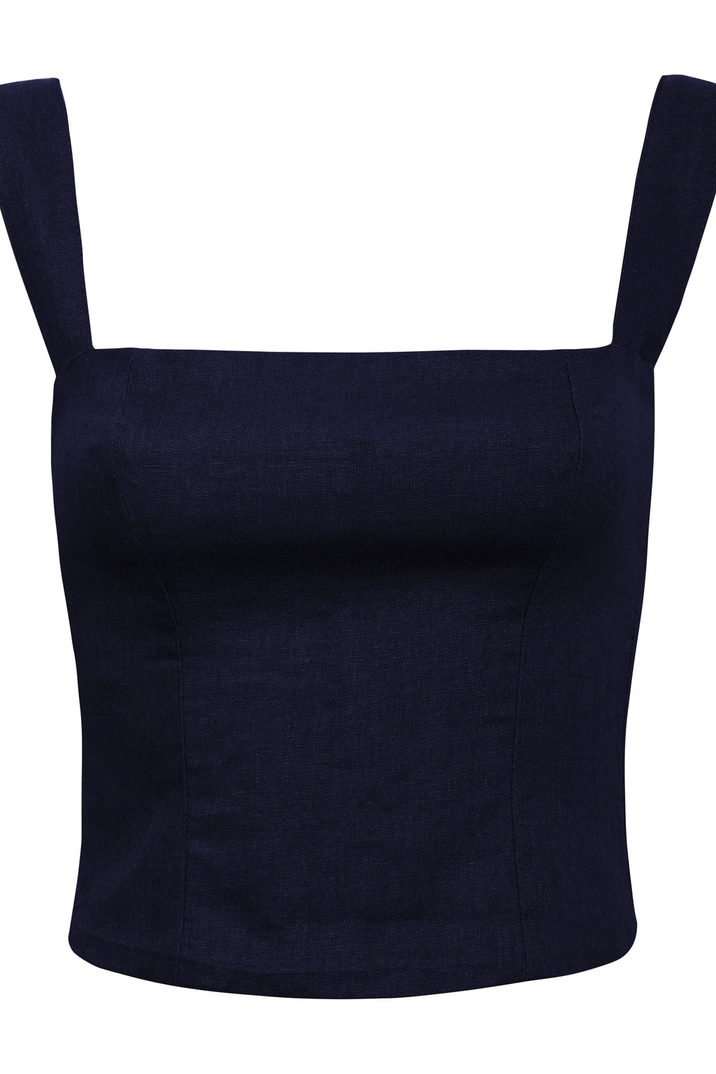 Blusa De Linho Decote Quadrado E Alças Largas Marquesa - Marinho