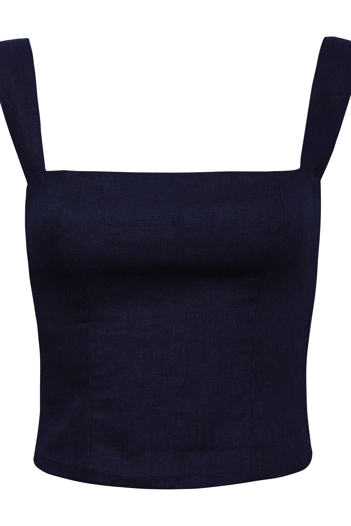 Blusa De Linho Decote Quadrado E Alças Largas Marquesa - Marinho