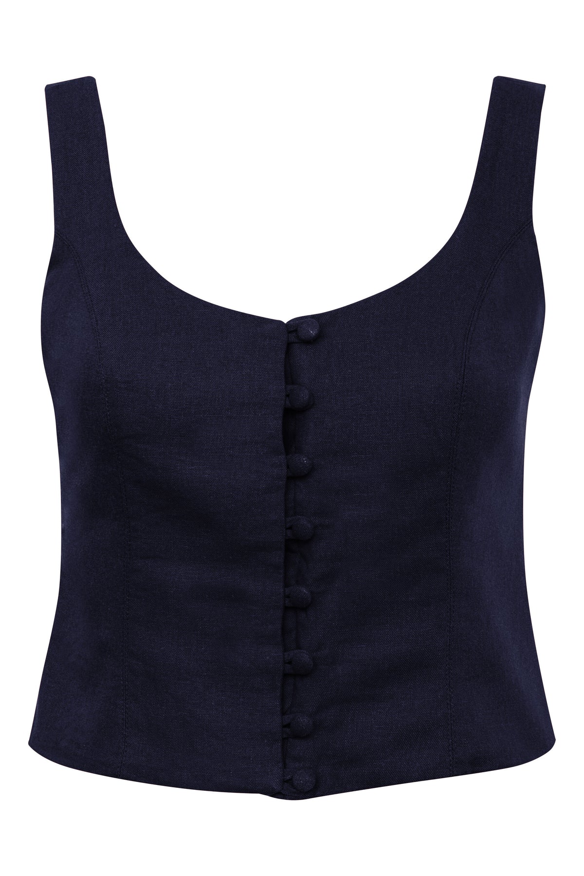 Corset De Linho Com Botões Rita - Marinho
