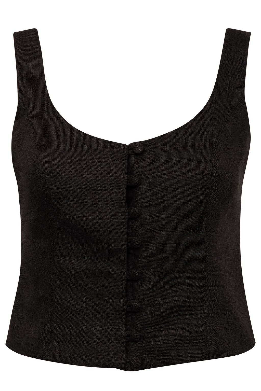 Corset De Linho Com Botões Rita - Preto