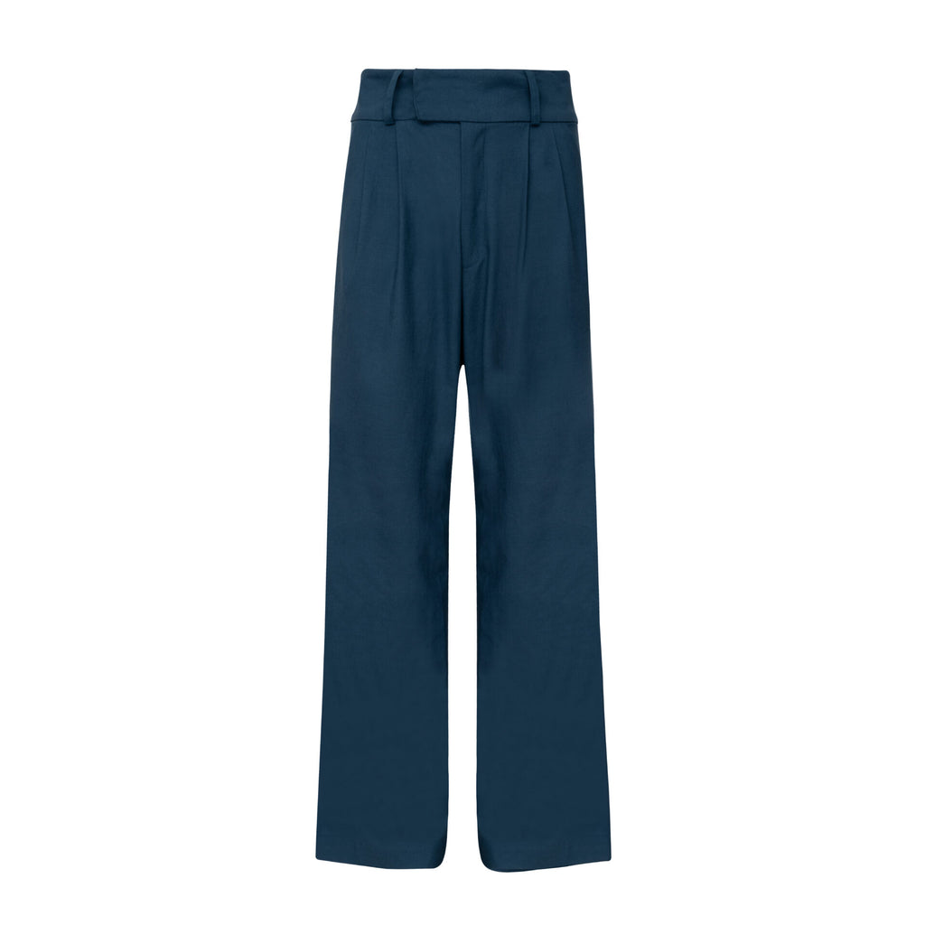 Calça Pantalona De Linho Eliza - Azul Jeans