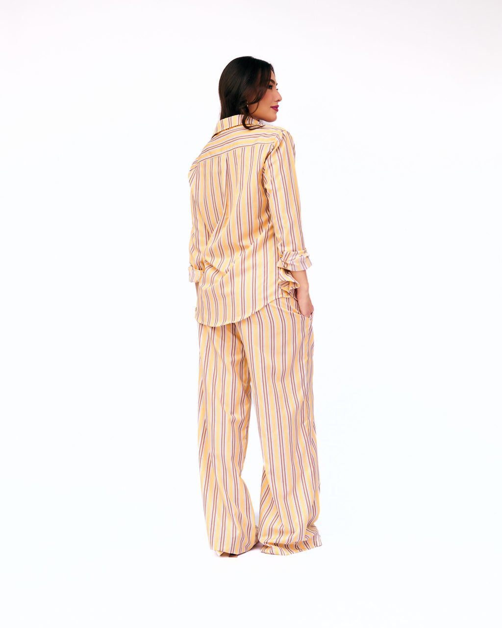 Calça Pantalona Listrada Bianca – Amarelo