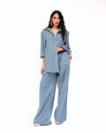 Calça Pantalona Xadrez Bianca - Azul