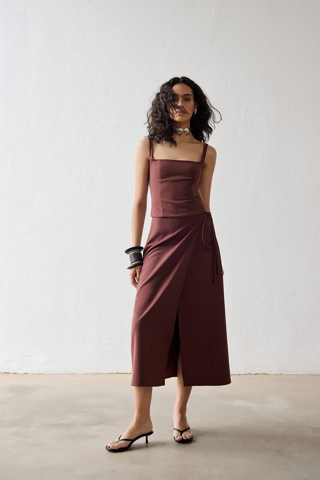 Blusa Decote Quadrado Mia - Marrom