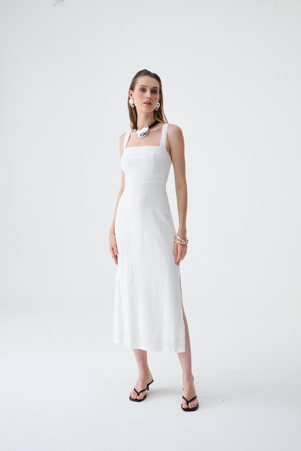 Vestido Linho Midi Paty - Off