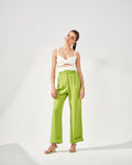 Calça De Alfaiataria Reta Com Pregas Lívia - Verde Pistache