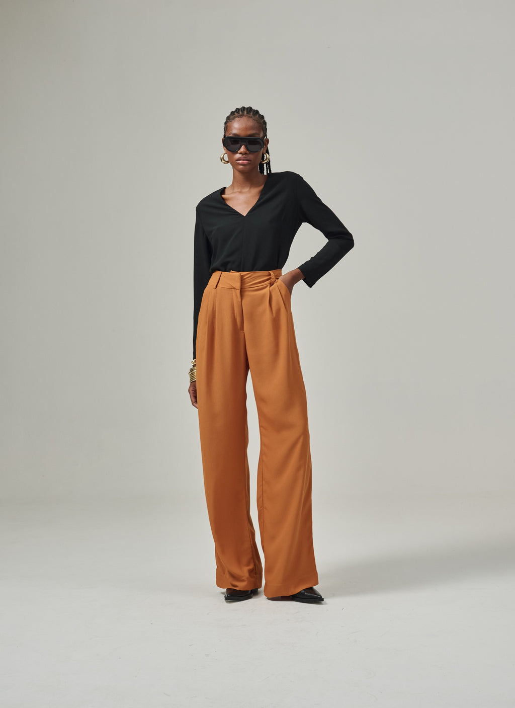Calça Pantalona Nina - Caramelo