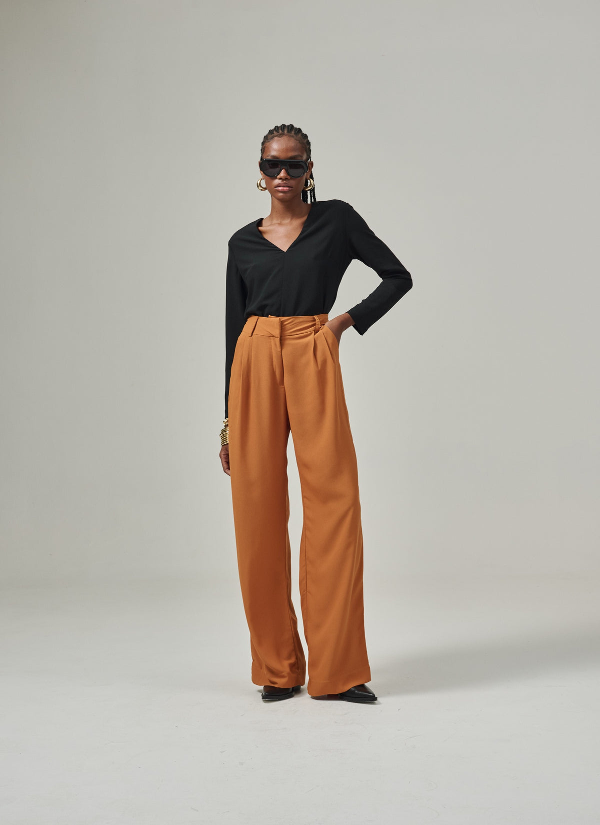 Calça Pantalona Nina - Caramelo