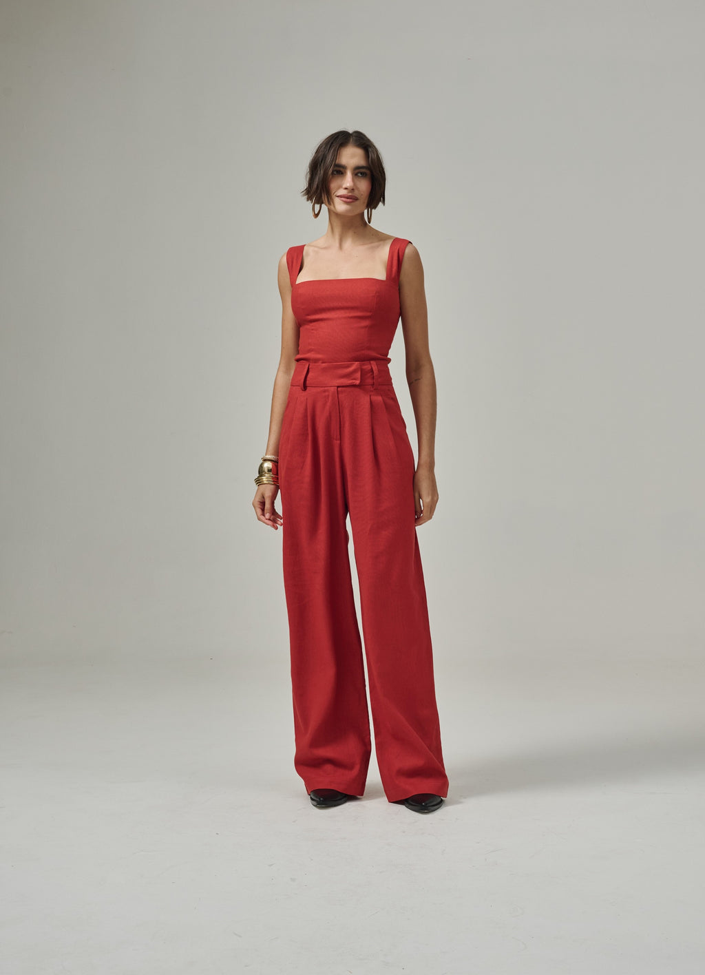 Calça Pantalona De Linho Eliza - Terra