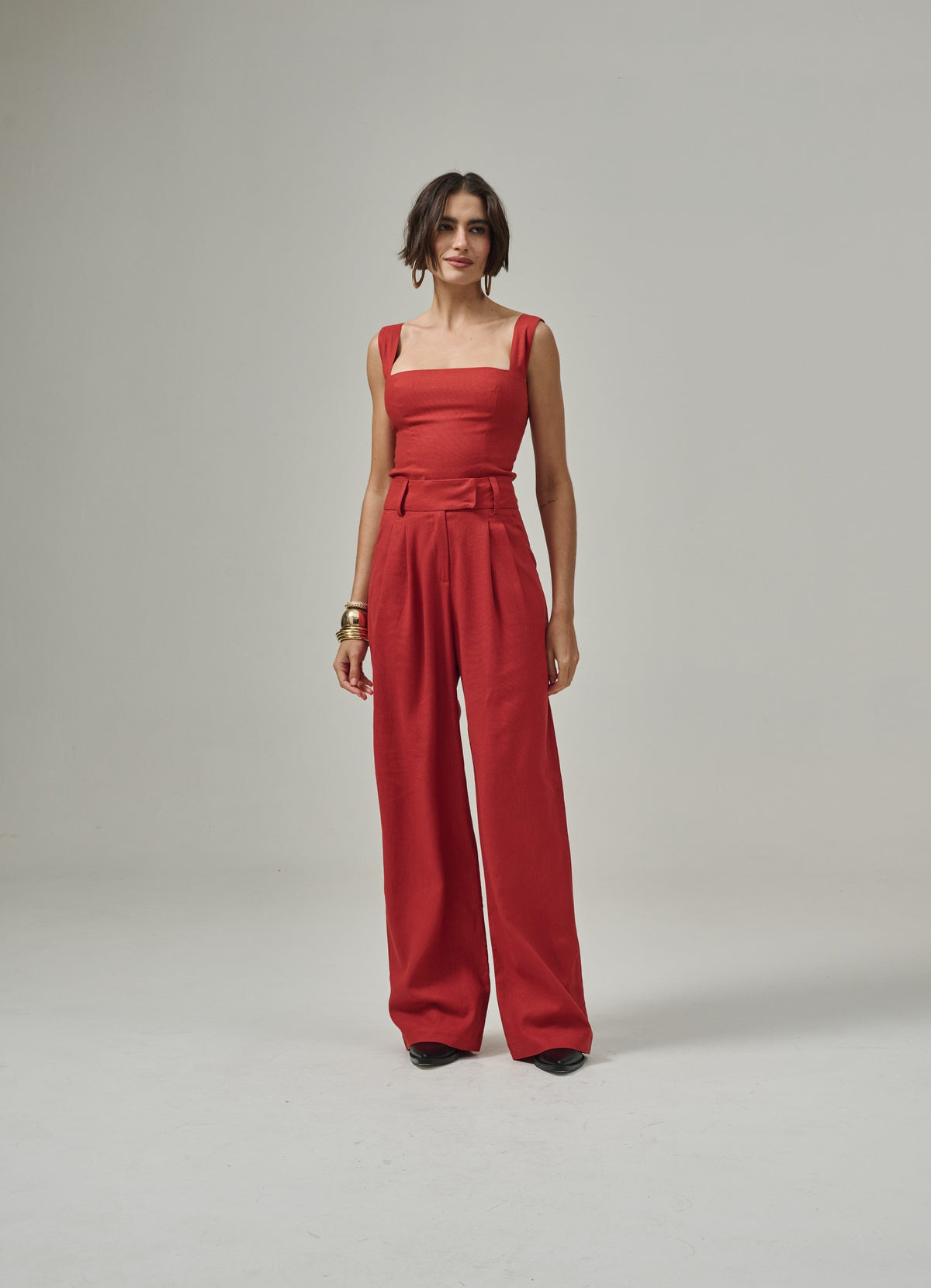 Calça Pantalona De Linho Eliza - Terra