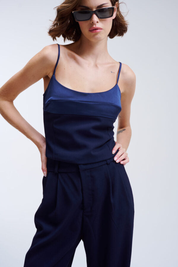 Blusa Alcinha Busto Acetinado Amélia – Marinho