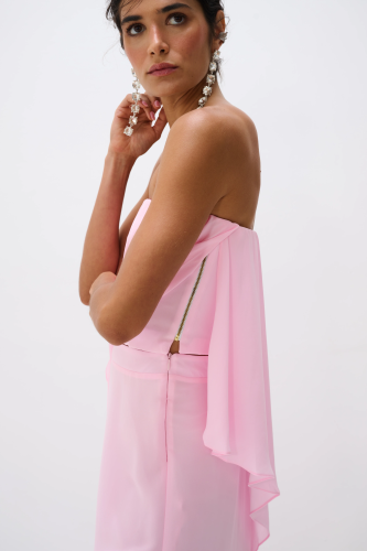 Conjunto Sem Alça Com Blusa Assimétrica e Saia Longa Siena - Rosa Chiclete