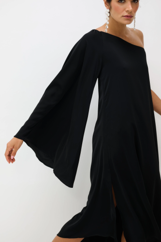 Vestido Um Ombro Só Braga - Preto