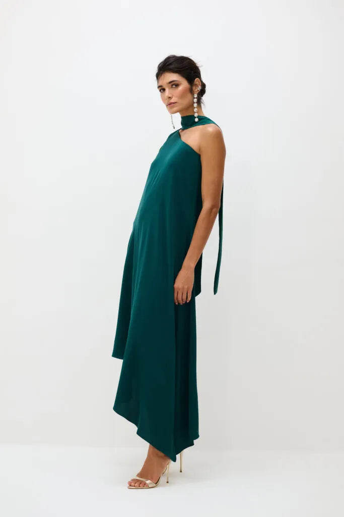 Vestido Um Ombro Só Braga - Verde Esmeralda