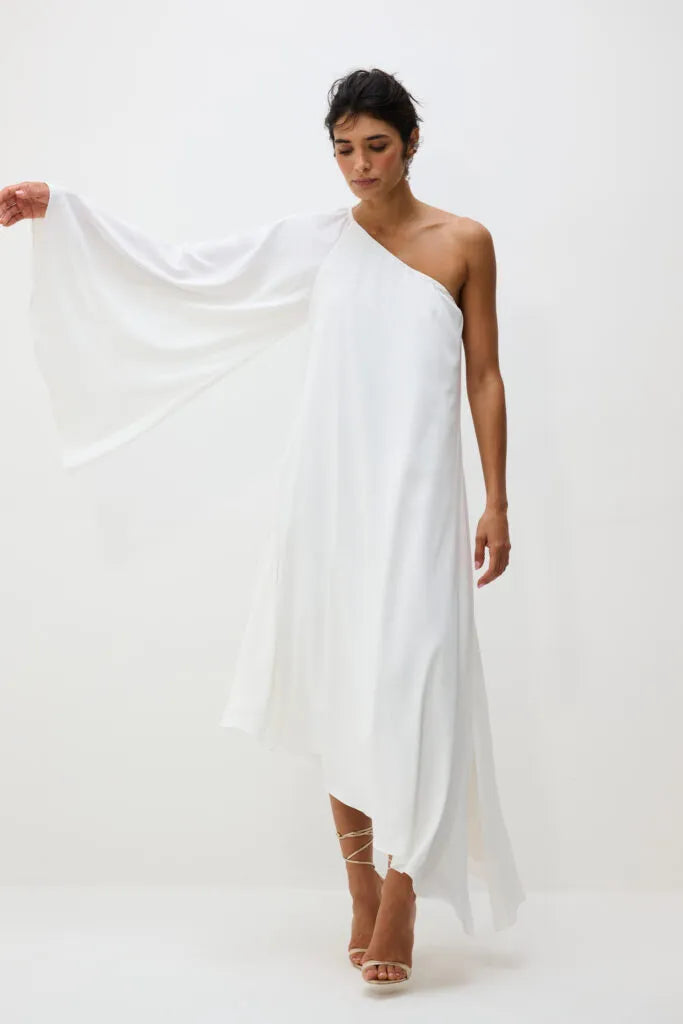Vestido Um Ombro Só Braga - Branco