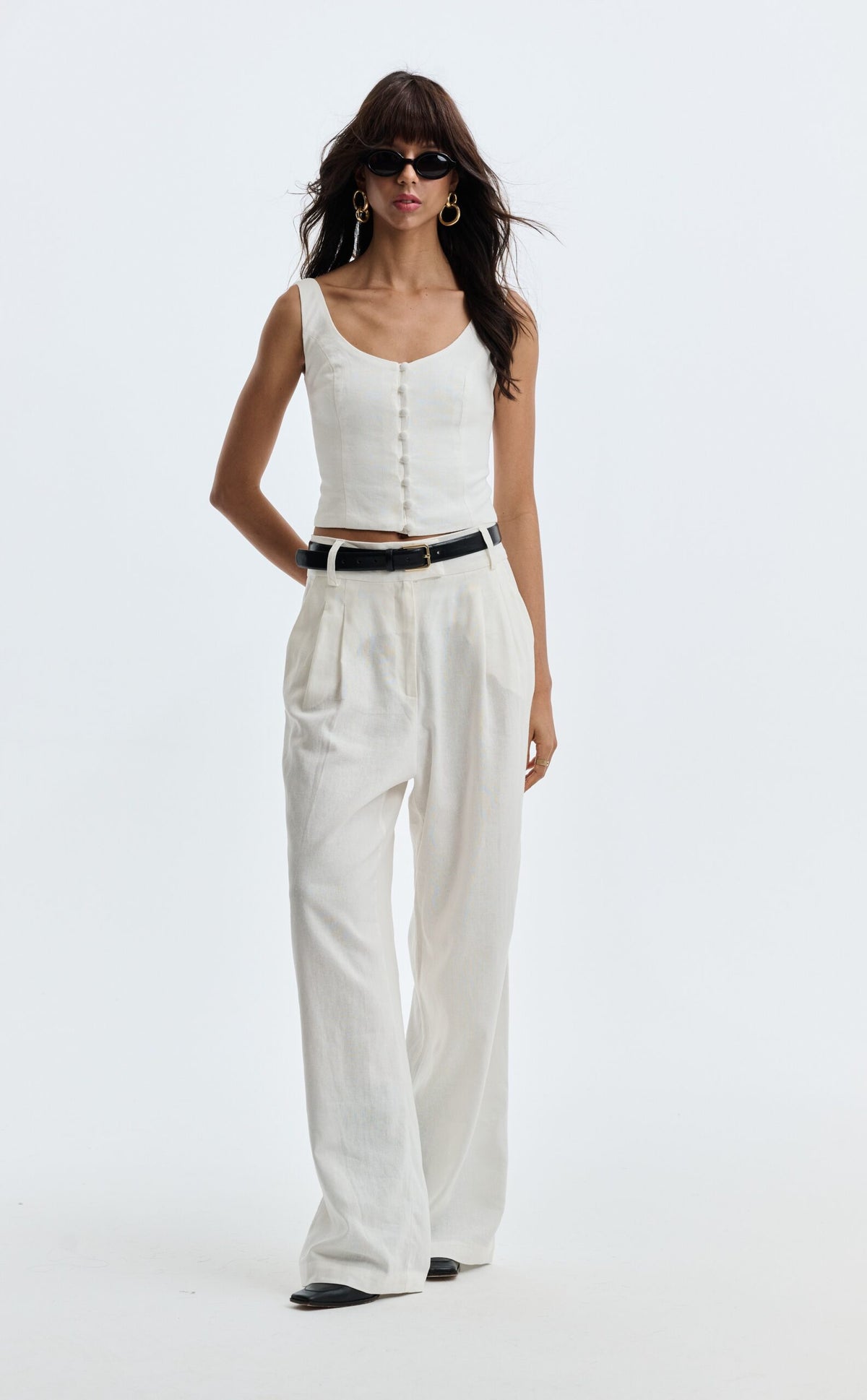 Corset De Linho Com Botões Rita - Off white