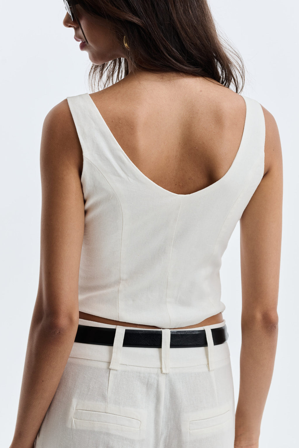 Corset De Linho Com Botões Rita - Off white