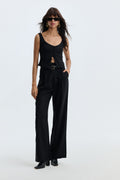 Corset De Linho Com Botões Rita - Preto