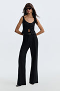 Calça Pantalona De Linho Eliza - Preto