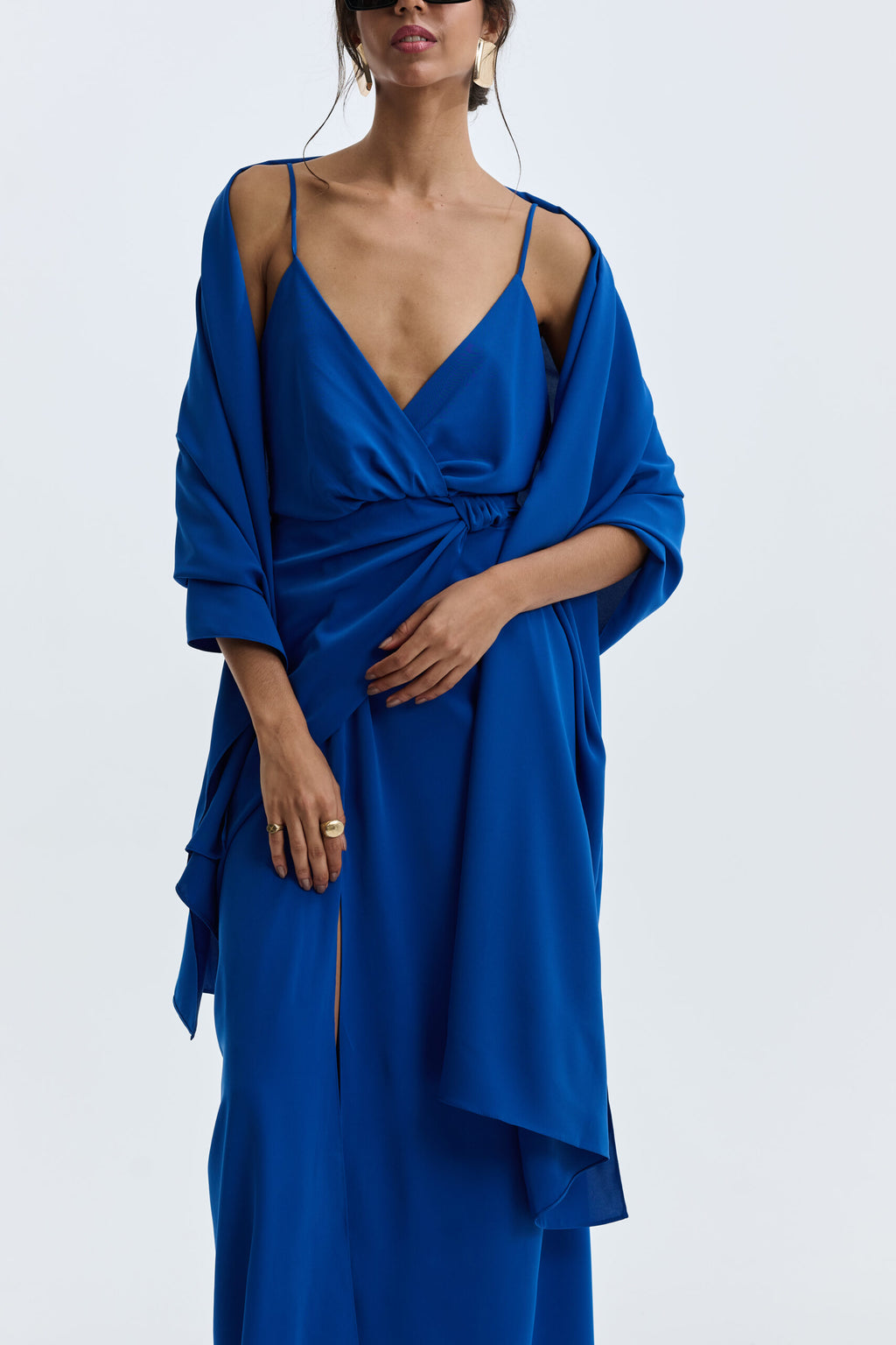 Pashimina Crepe De Alfaiataria - Azul Bic