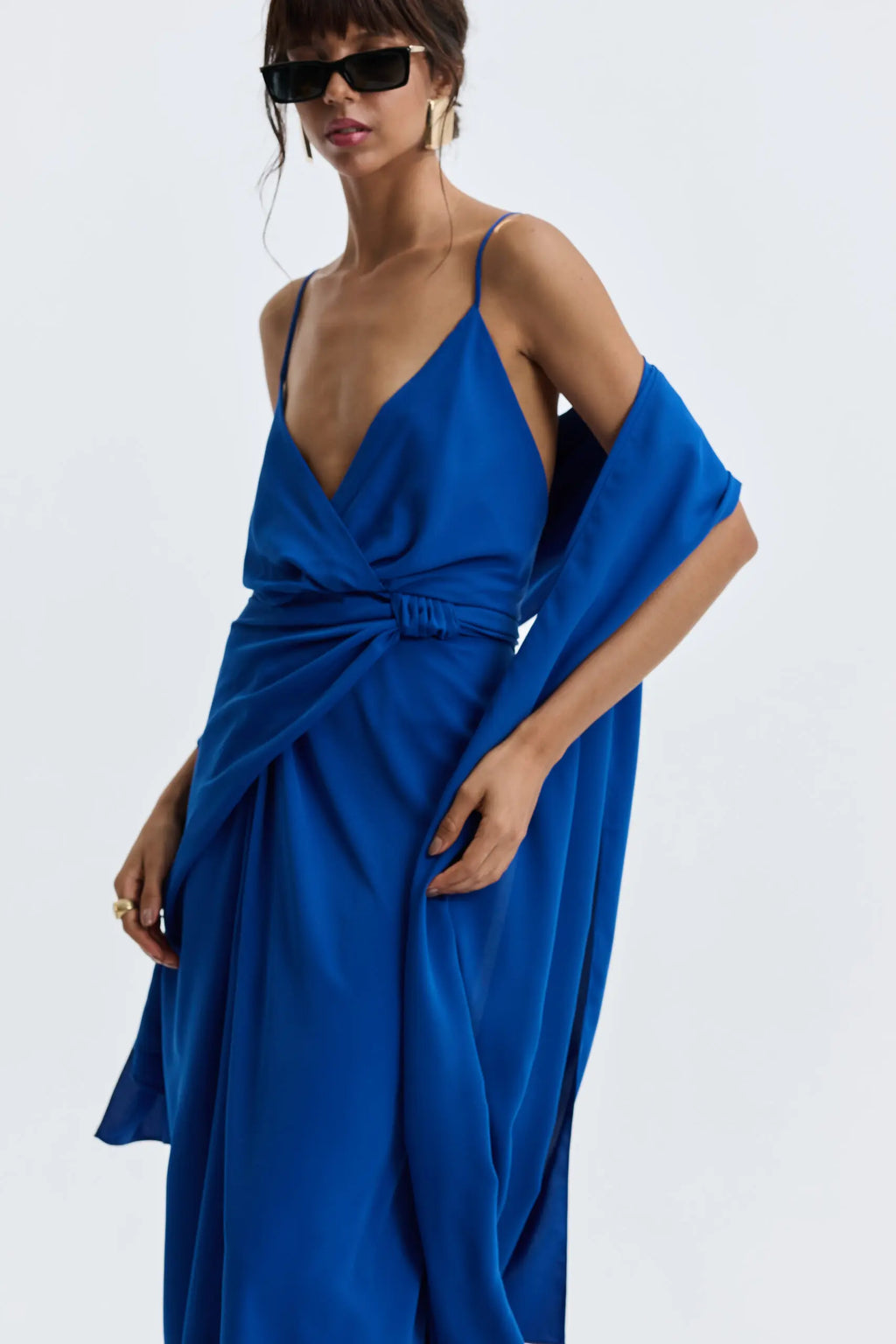 Pashimina Crepe De Alfaiataria - Azul Bic