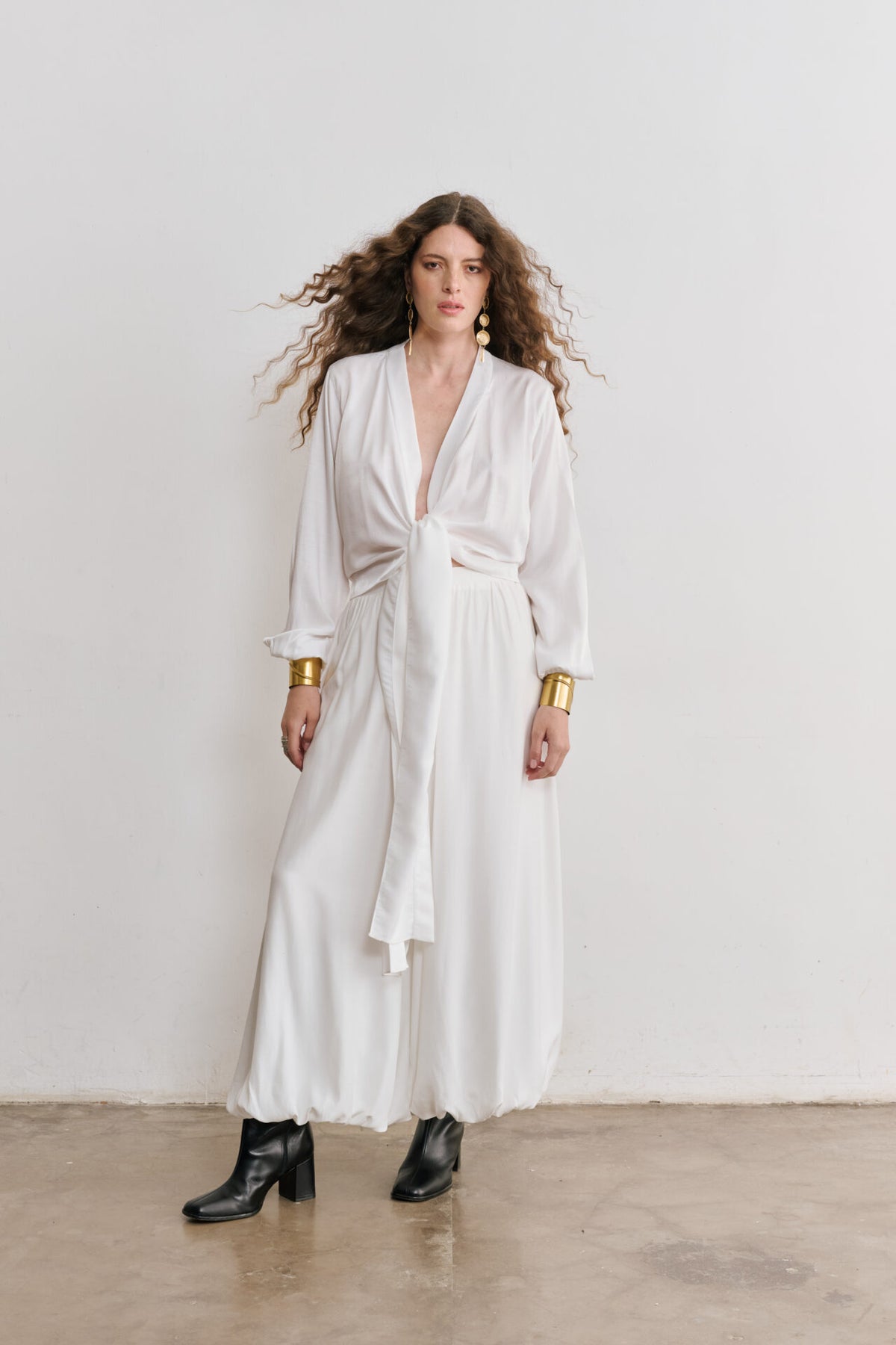 Calça Balonê Com Cós Elástico Luna -  Off White