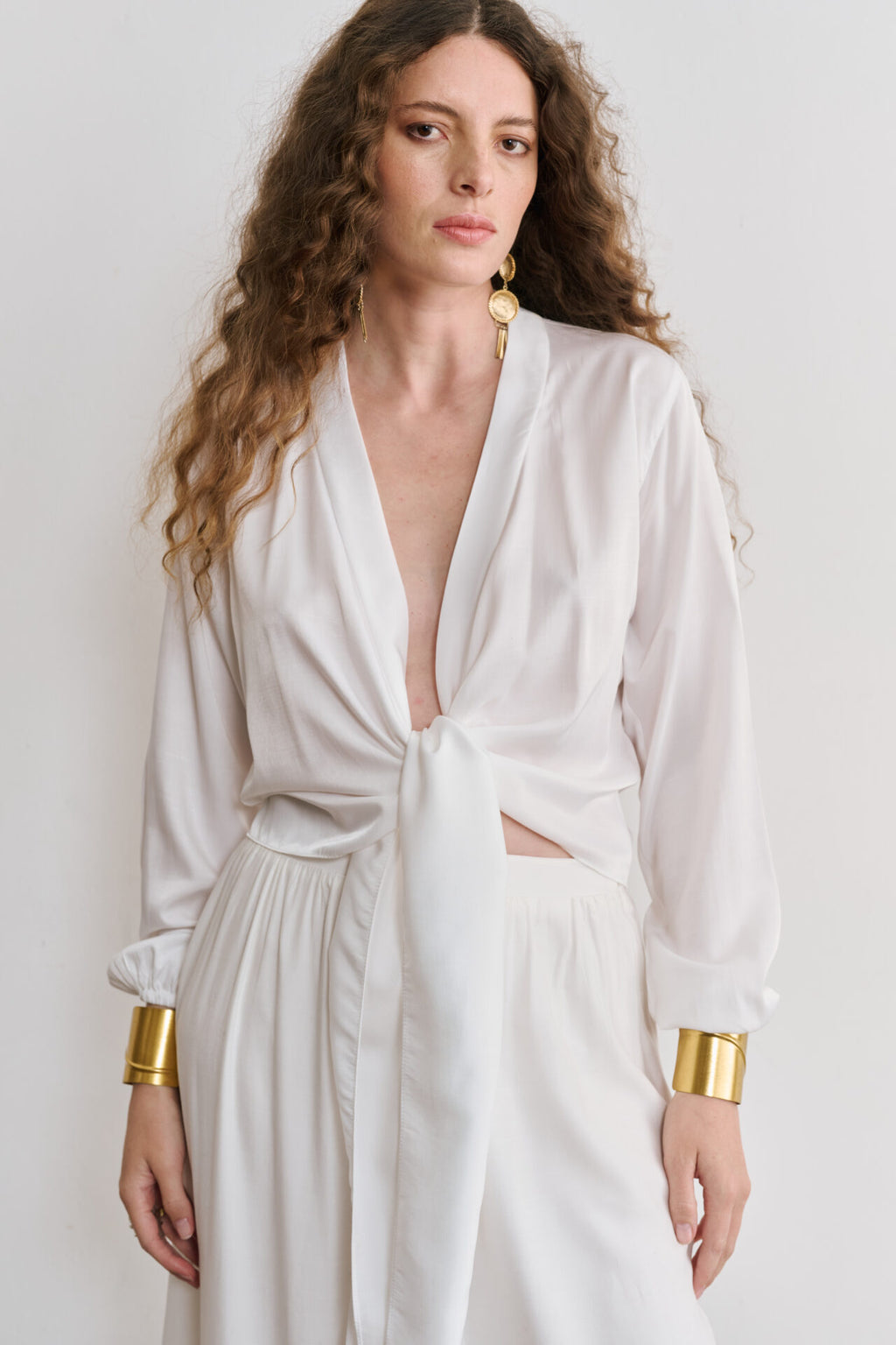 Blusa Transpassada Estilo quimono Antonela - Off White