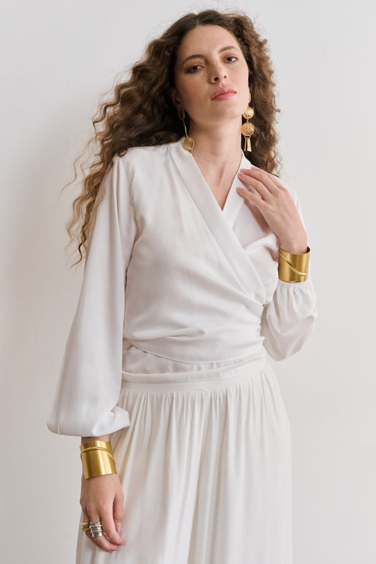 Blusa Transpassada Estilo quimono Antonela - Off White