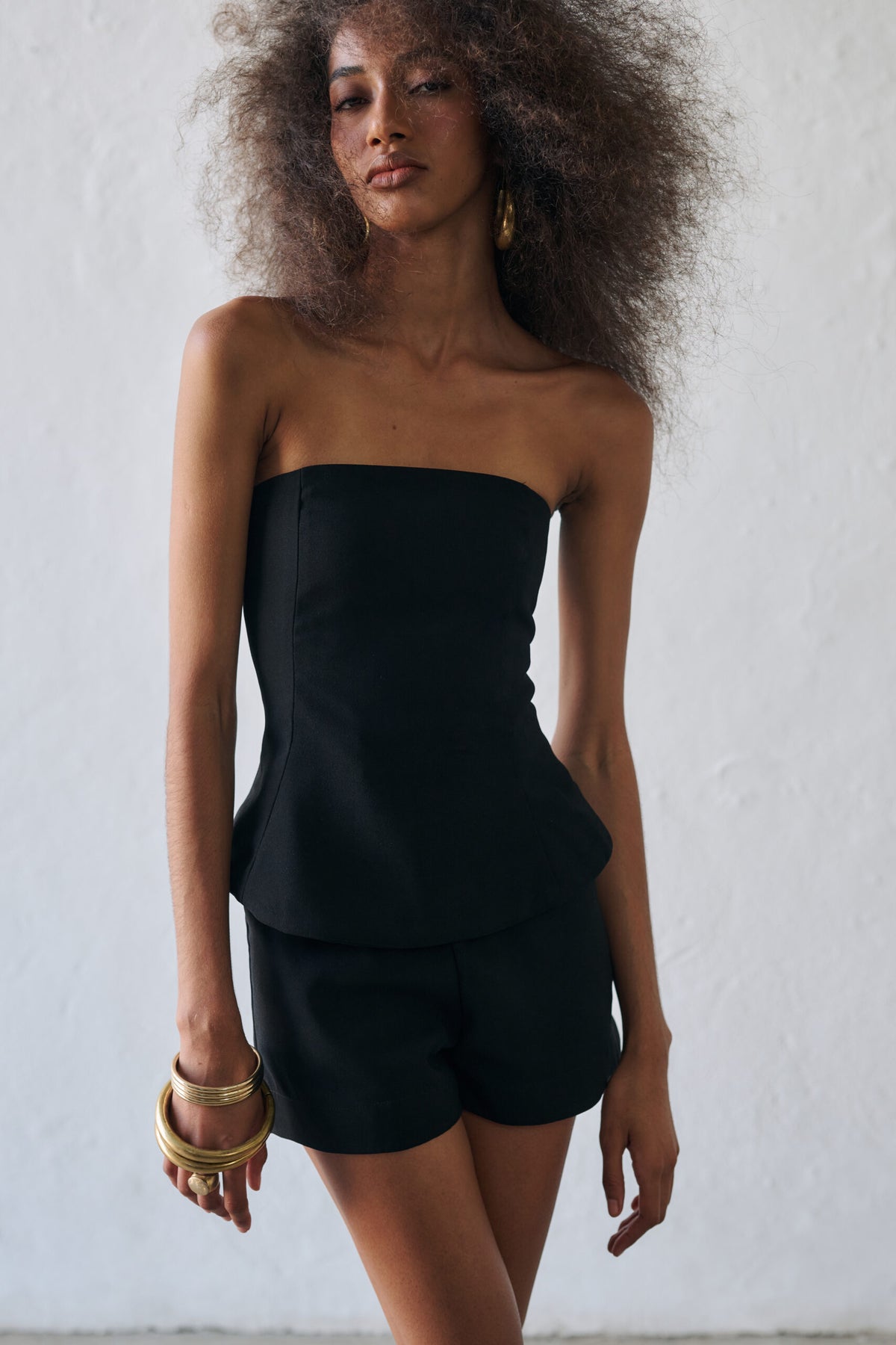 Blusa Peplum Sem Alças Olga - Preto