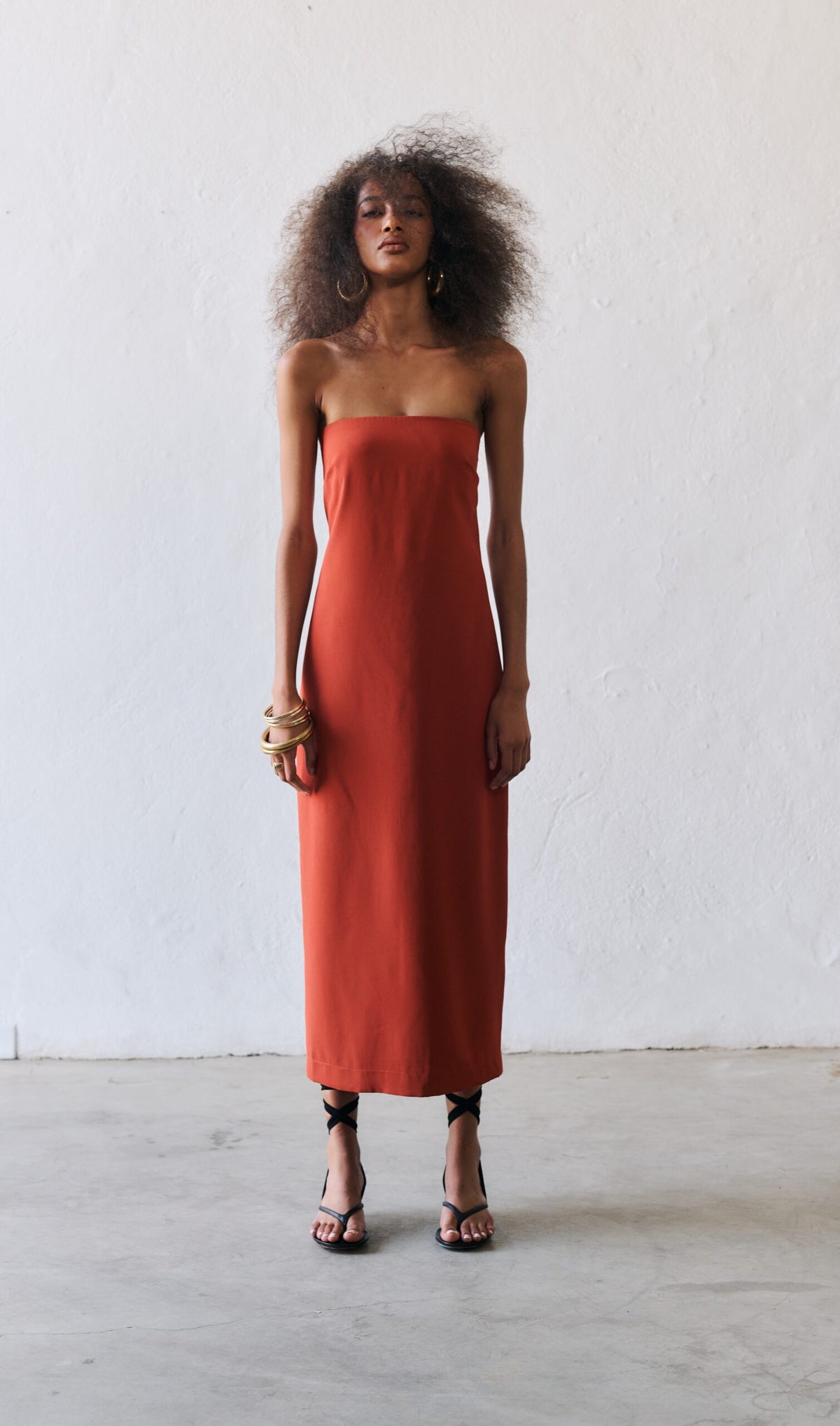 Vestido Midi Sem Alças Cleo - Terra