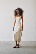 Vestido Linho Midi Paty - Areia