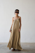 Vestido Acetinado Um Ombro Só Caetana - Champagne