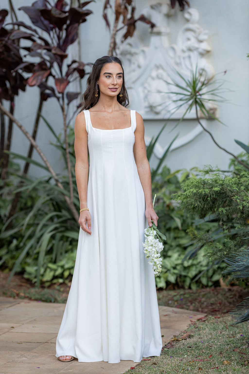 Vestido de Nesgas Fiorella - Off white