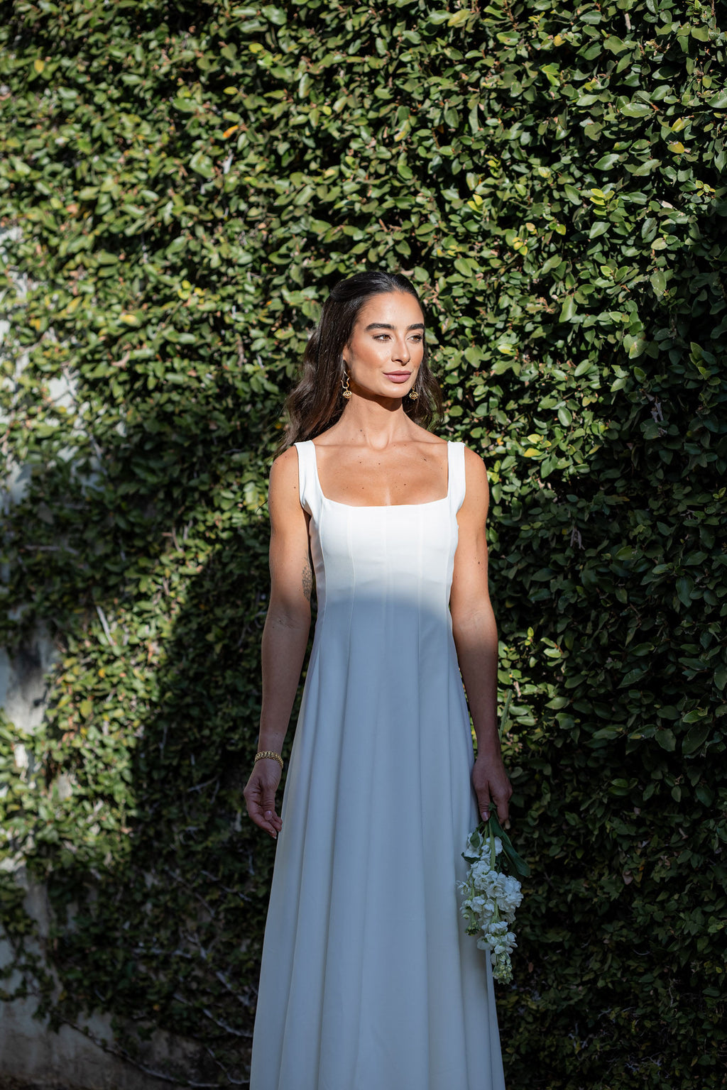 Vestido de Nesgas Fiorella - Off white