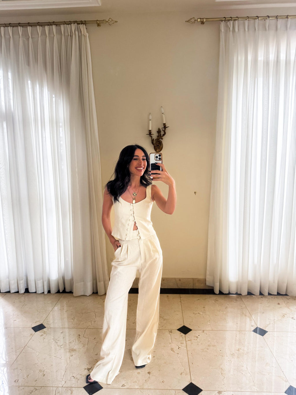 Corset De Linho Com Botões Rita - Off white