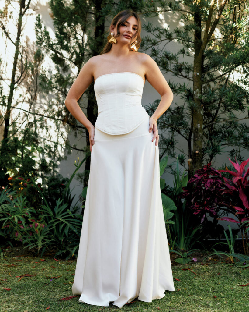 Saia Longa Acetinada Serena - Off Whitte