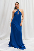 Vestido Longo Frente Única Dih - Azul