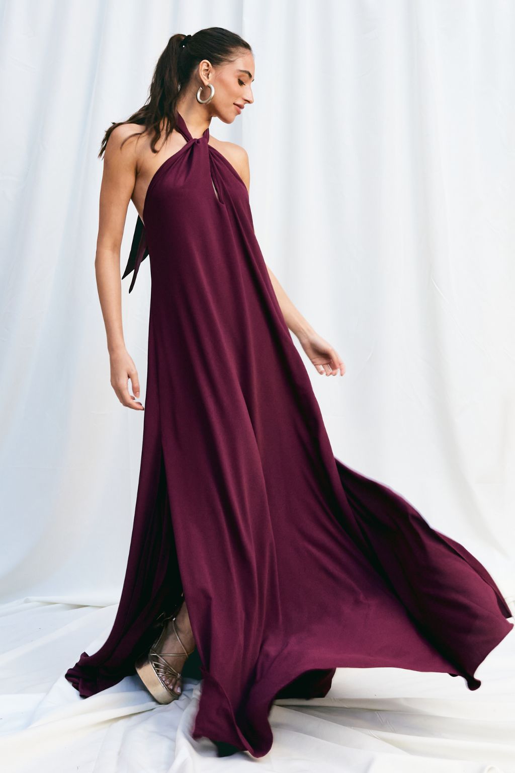 Vestido Longo Frente Única Dih - Uva