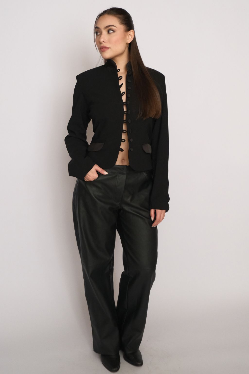 Calça de Courino Dominique - Preto