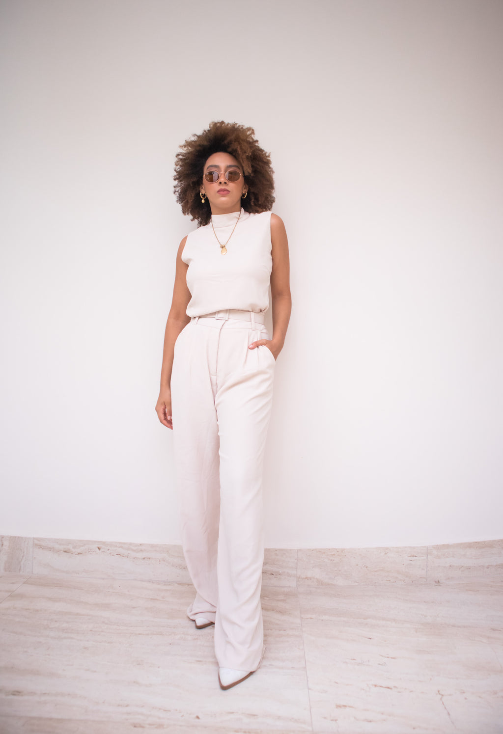 Calça Pantalona Nina - Areia