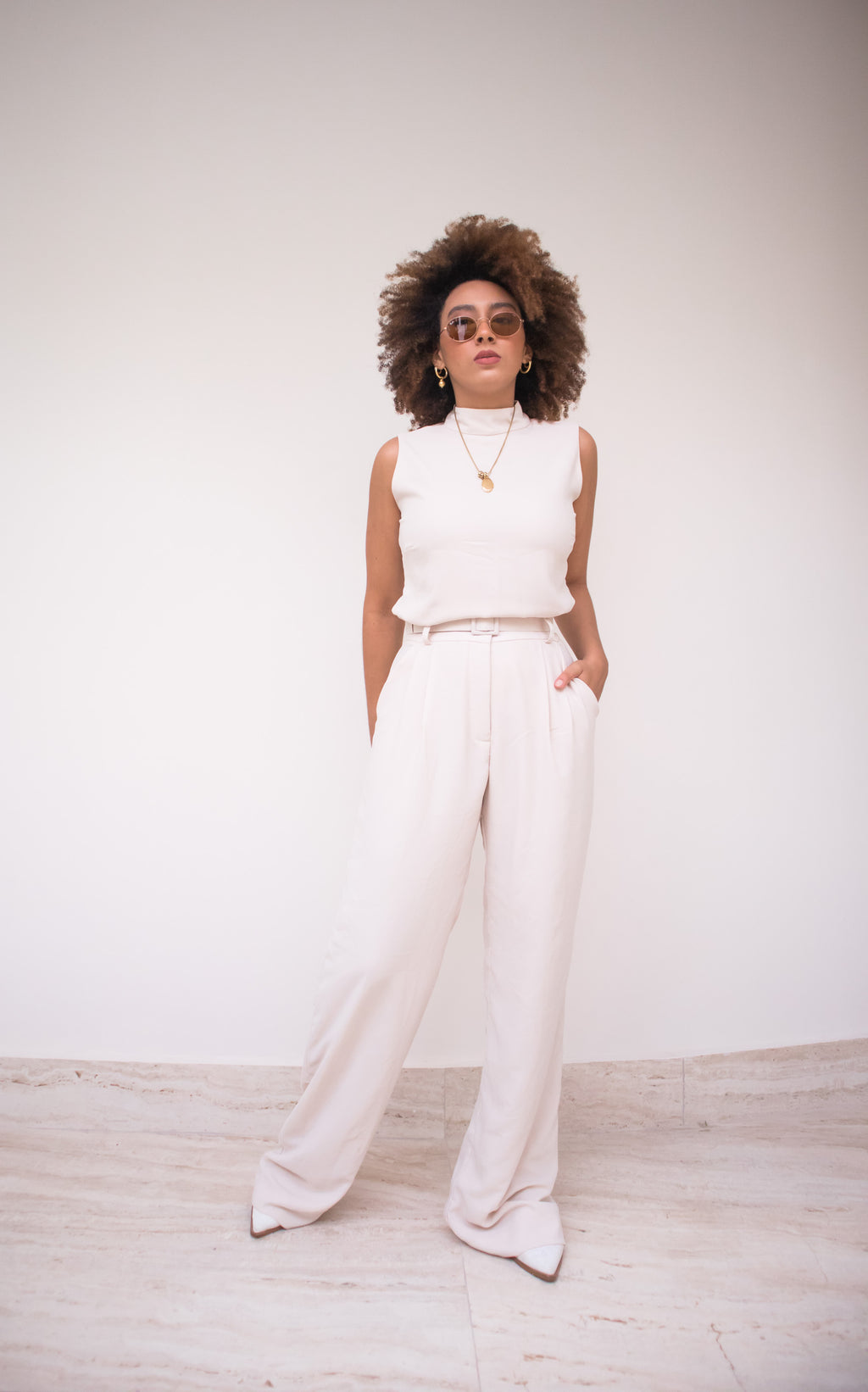 Calça Pantalona Nina - Areia
