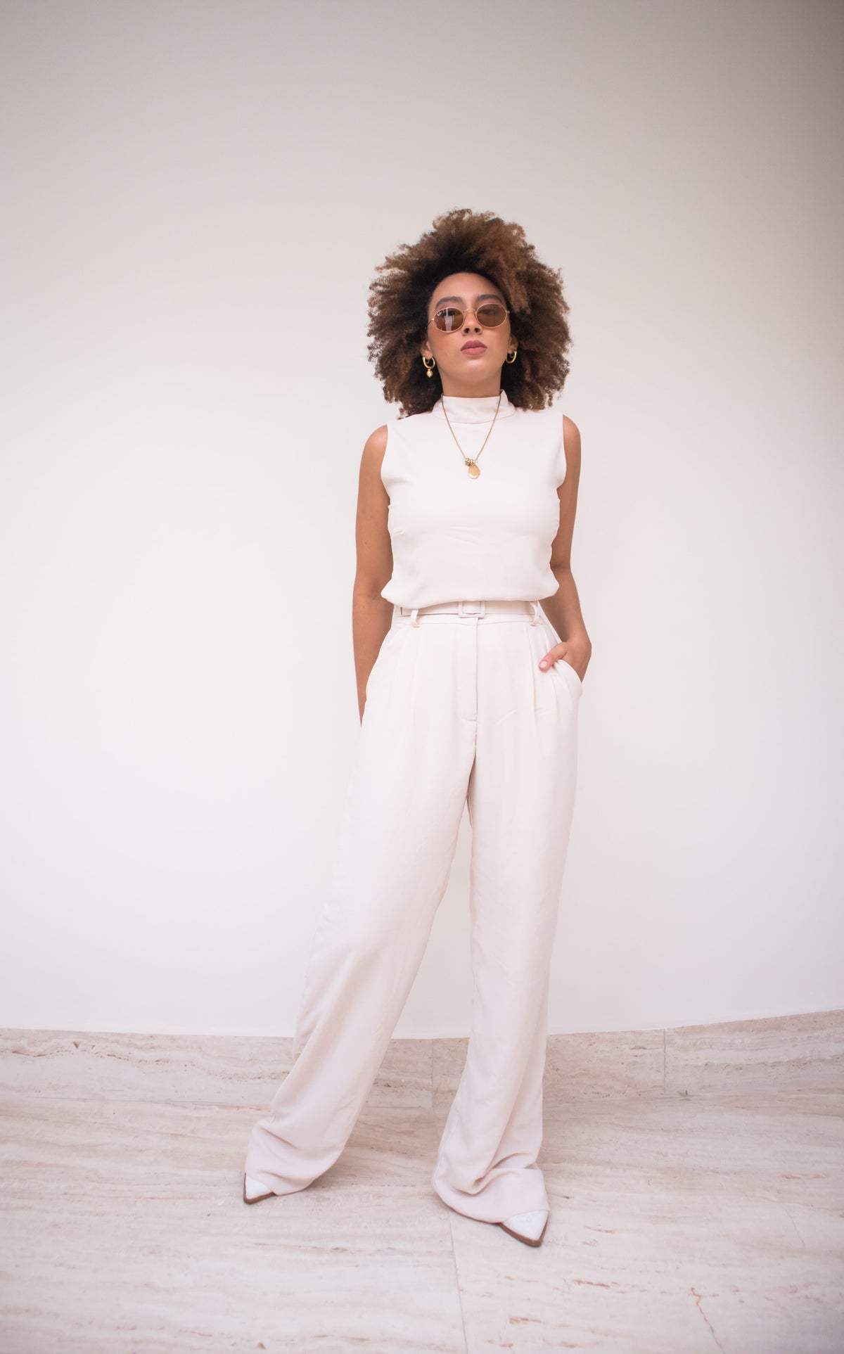 Calça Pantalona Nina - Areia