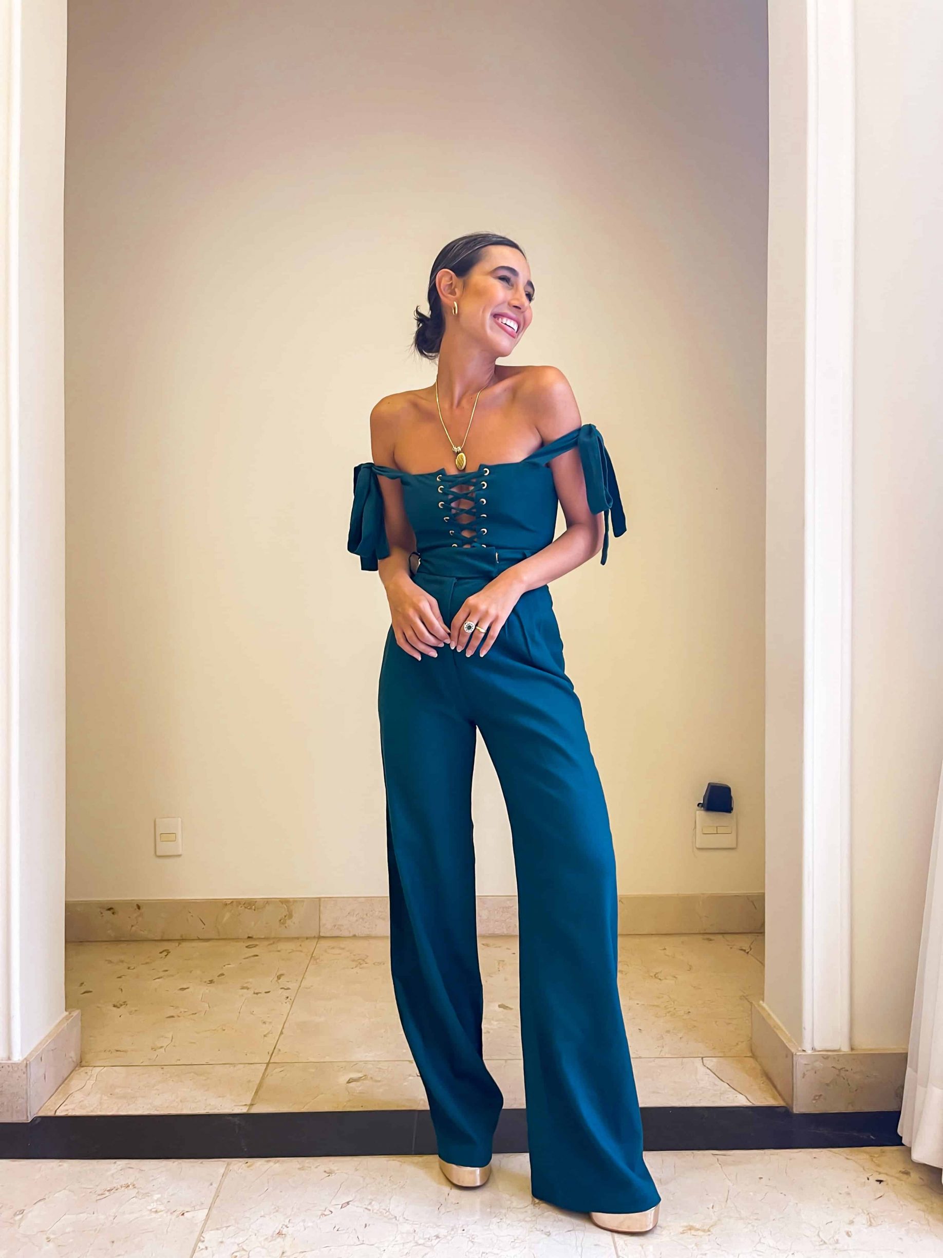 Calça Pantalona Eliza - Verde Petróleo